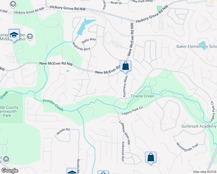 map of restaurants, bars, coffee shops, grocery stores, and more near 3070 Shelbourne Trce in Acworth