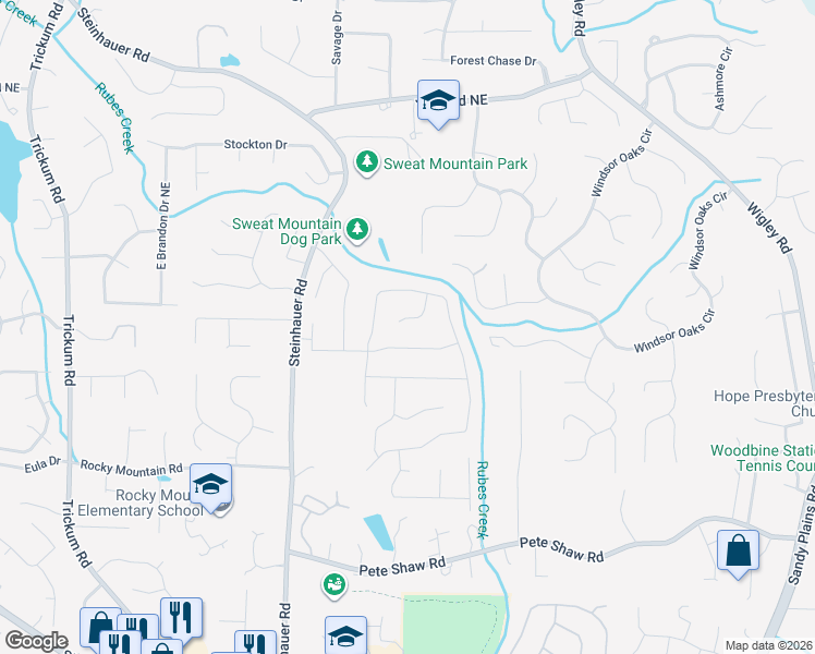 map of restaurants, bars, coffee shops, grocery stores, and more near 4312 Arbor Landing Dr in Marietta