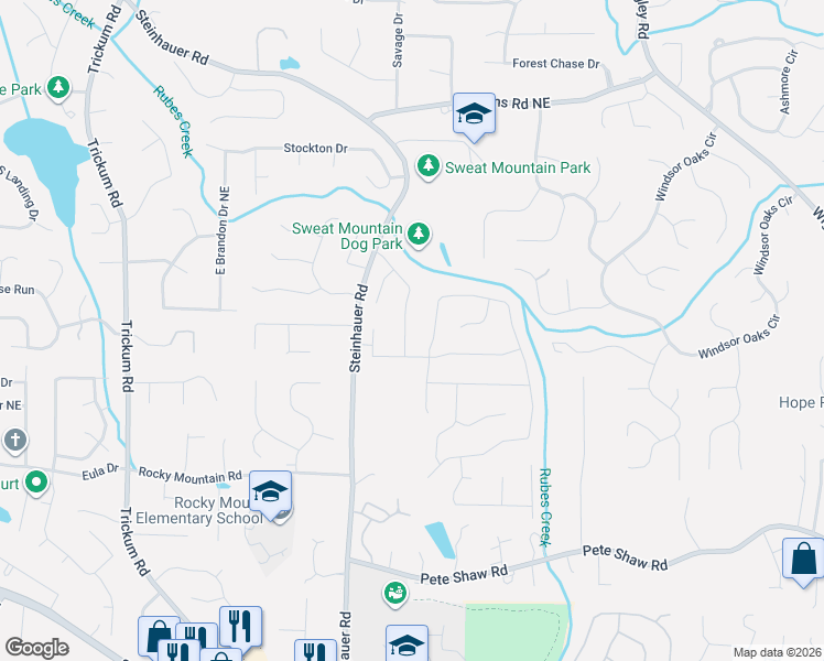 map of restaurants, bars, coffee shops, grocery stores, and more near 4320 Arbor Bridge Drive in Marietta