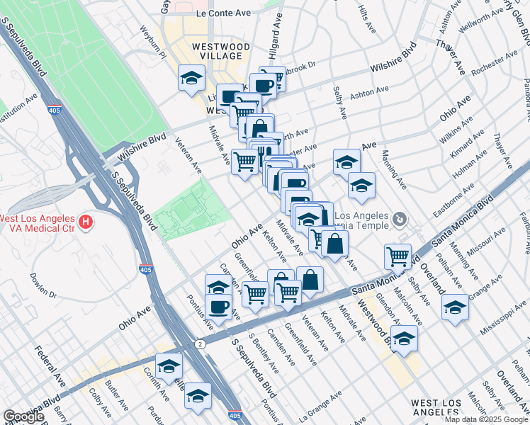 map of restaurants, bars, coffee shops, grocery stores, and more near in Los Angeles