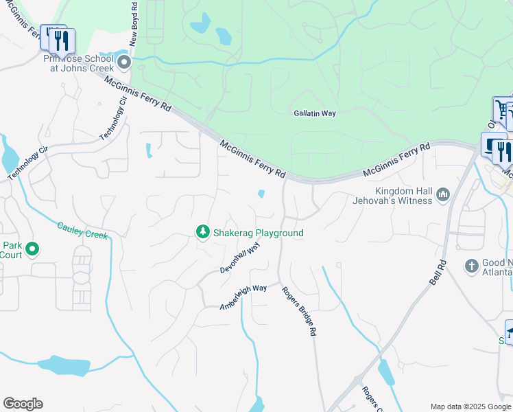map of restaurants, bars, coffee shops, grocery stores, and more near 11305 Havenwood Drive in Duluth