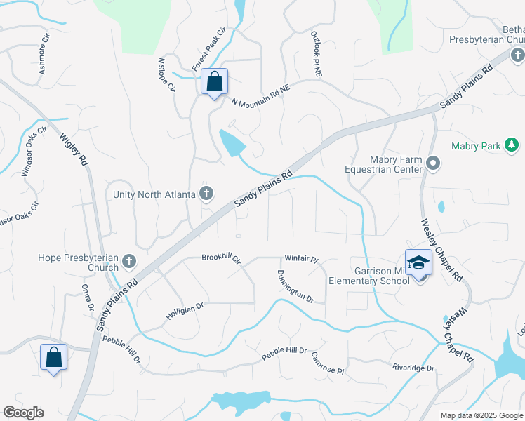 map of restaurants, bars, coffee shops, grocery stores, and more near 4265 Parnell Road in Marietta