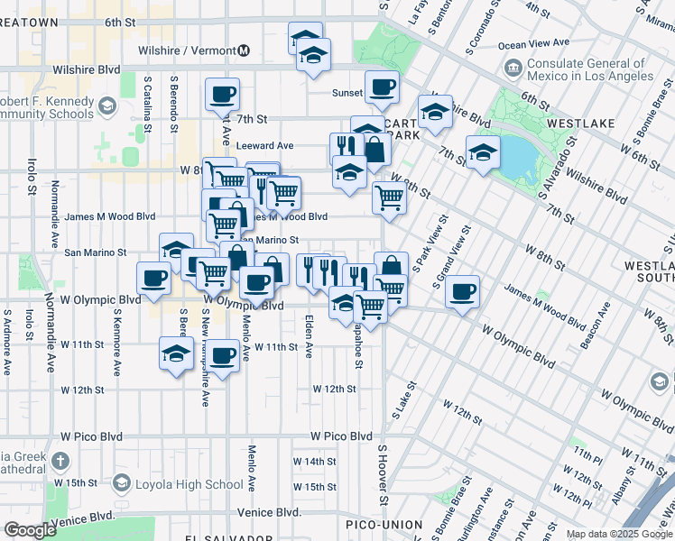 map of restaurants, bars, coffee shops, grocery stores, and more near 939 Magnolia Avenue in Los Angeles