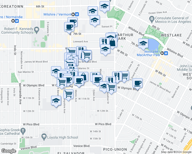 map of restaurants, bars, coffee shops, grocery stores, and more near 939 Magnolia Avenue in Los Angeles