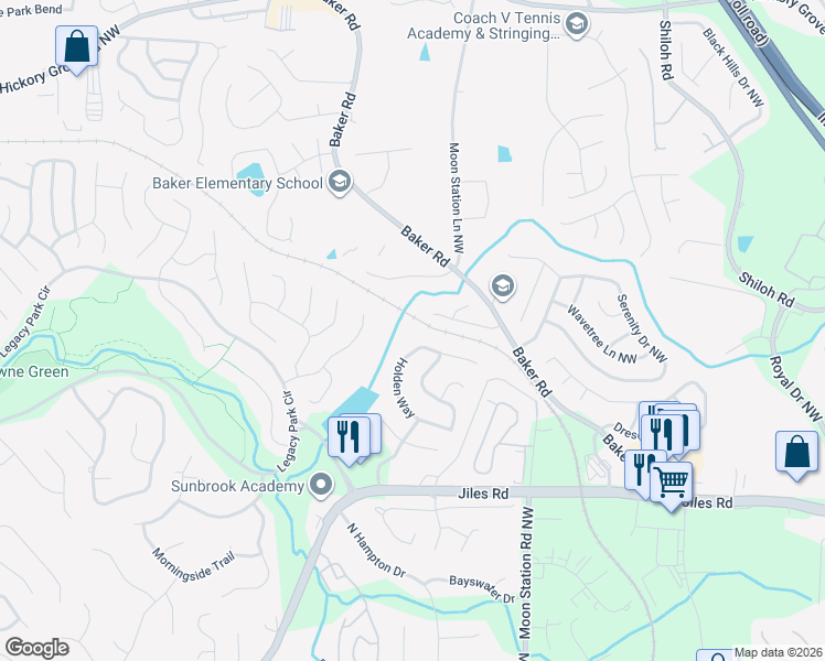 map of restaurants, bars, coffee shops, grocery stores, and more near 2329 Holden Way in Kennesaw