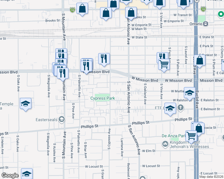map of restaurants, bars, coffee shops, grocery stores, and more near 772 West Maitland Street in Ontario