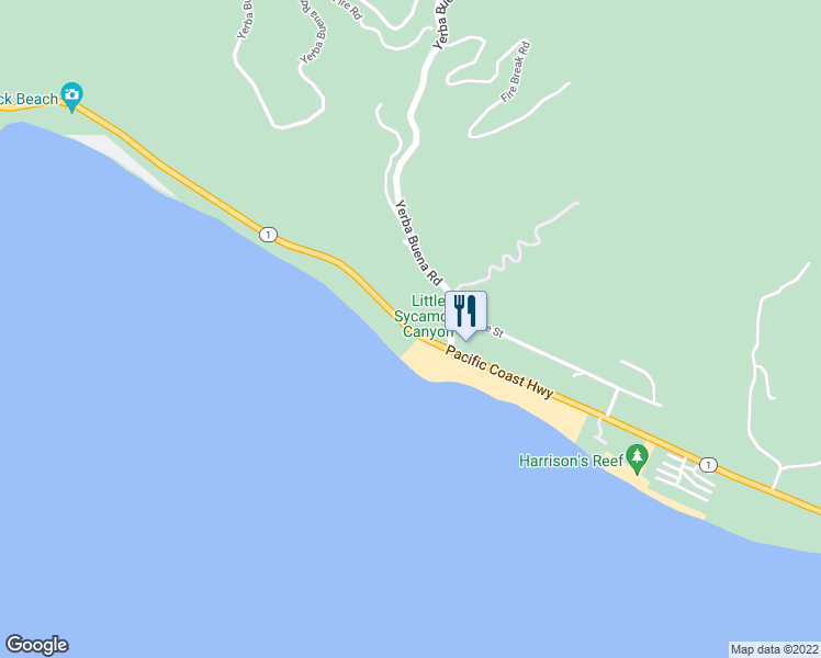 map of restaurants, bars, coffee shops, grocery stores, and more near 42510 Pacific Coast Highway in Malibu