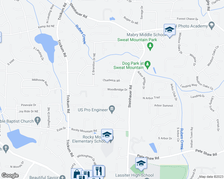 map of restaurants, bars, coffee shops, grocery stores, and more near 4201 Chestnut Walk in Marietta