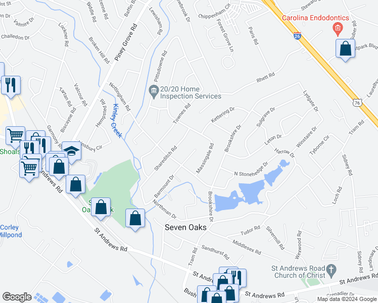 map of restaurants, bars, coffee shops, grocery stores, and more near 321 Barmount Drive in Columbia