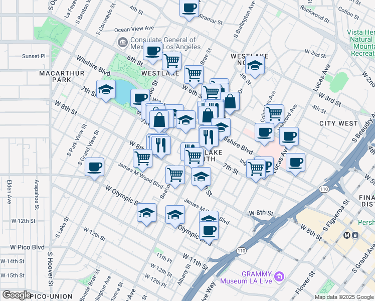 map of restaurants, bars, coffee shops, grocery stores, and more near 680 Little Street in Los Angeles