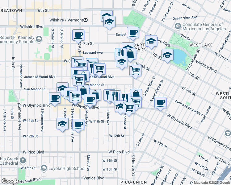 map of restaurants, bars, coffee shops, grocery stores, and more near 939 Magnolia Avenue in Los Angeles