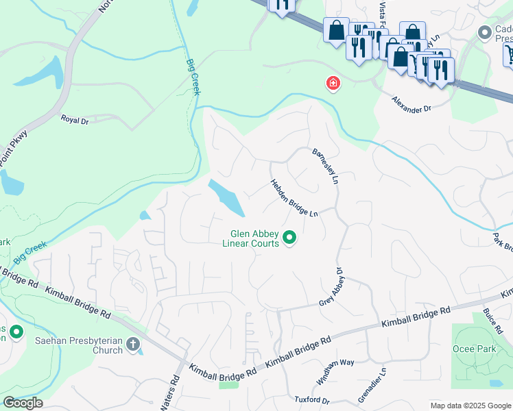map of restaurants, bars, coffee shops, grocery stores, and more near 725 Culworth Manor in Alpharetta