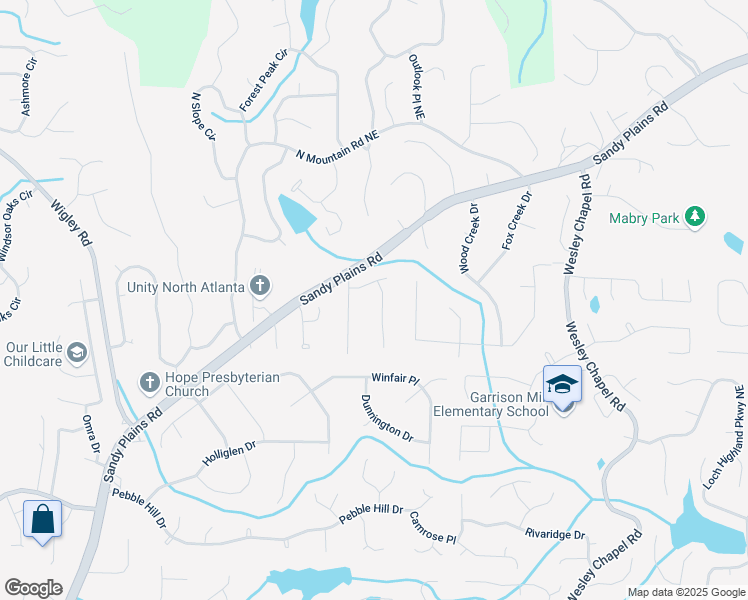 map of restaurants, bars, coffee shops, grocery stores, and more near 4231 Shamans Drive in Marietta