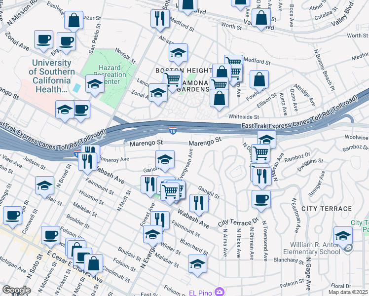 map of restaurants, bars, coffee shops, grocery stores, and more near 2770 Marengo Street in Los Angeles