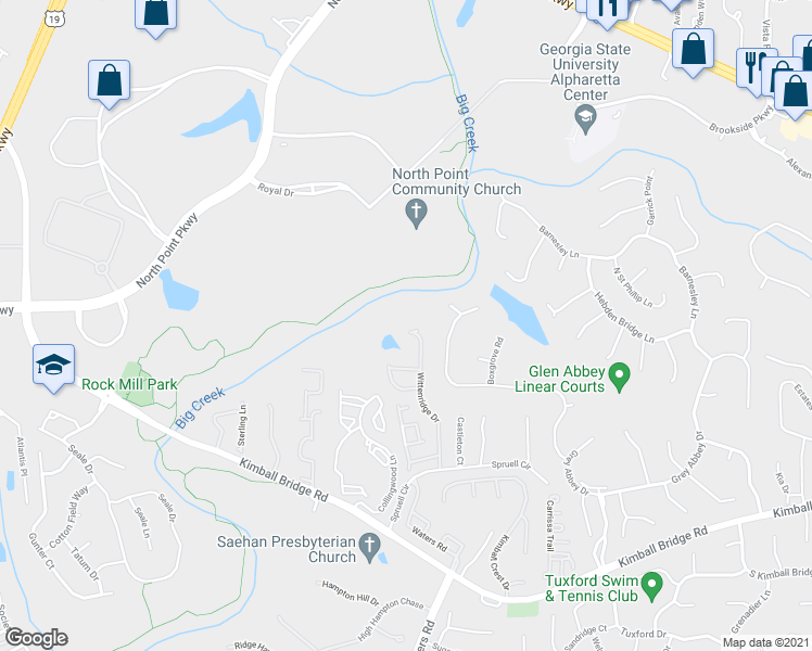 map of restaurants, bars, coffee shops, grocery stores, and more near 11275 Wittenridge Drive in Alpharetta