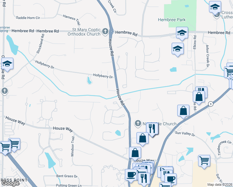 map of restaurants, bars, coffee shops, grocery stores, and more near 1620 Hawkins Cove Trail in Roswell