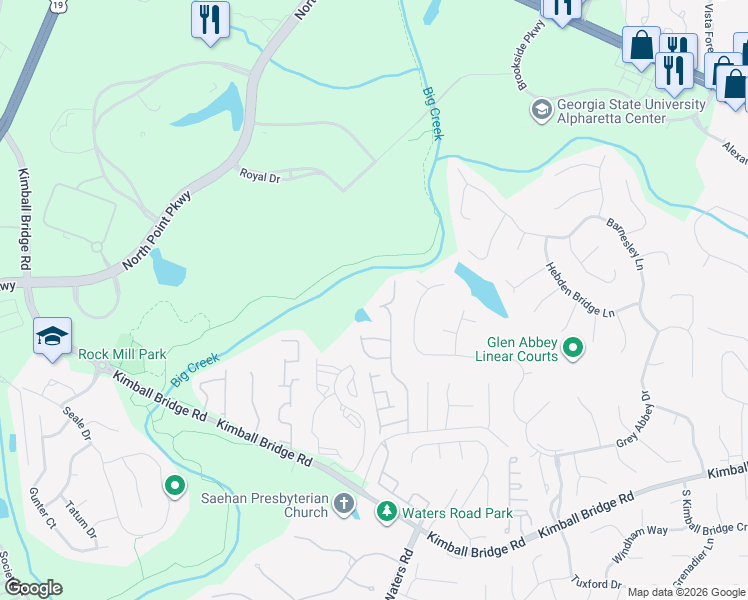 map of restaurants, bars, coffee shops, grocery stores, and more near 11260 Wittenridge Drive in Alpharetta
