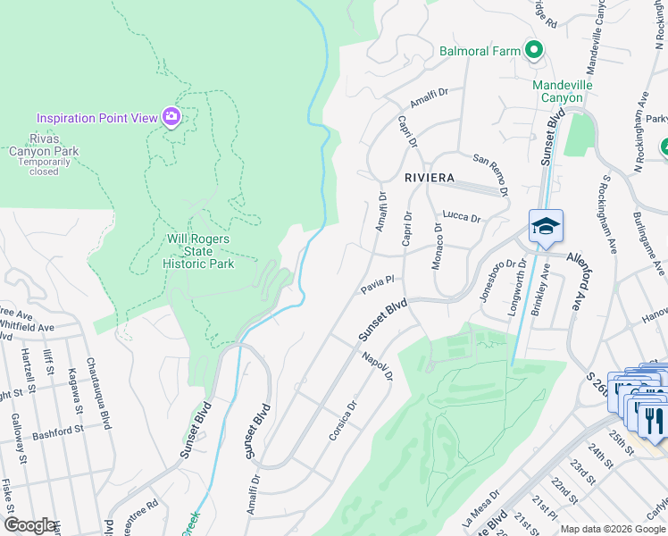 map of restaurants, bars, coffee shops, grocery stores, and more near 13741 Romany Drive in Los Angeles