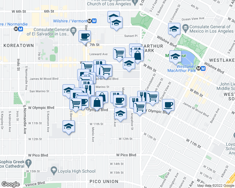 map of restaurants, bars, coffee shops, grocery stores, and more near 939 Magnolia Avenue in Los Angeles