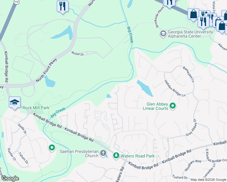 map of restaurants, bars, coffee shops, grocery stores, and more near 11275 Wittenridge Drive in Alpharetta
