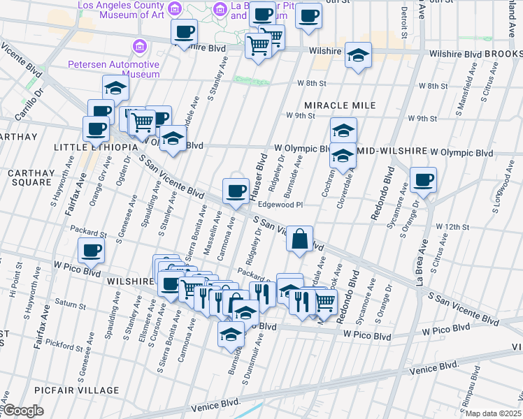 map of restaurants, bars, coffee shops, grocery stores, and more near 5558 Edgewood Place in Los Angeles