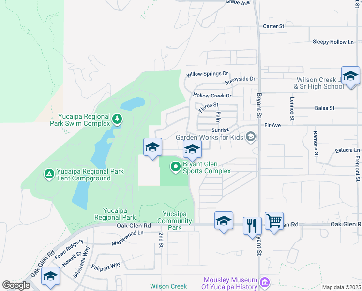 map of restaurants, bars, coffee shops, grocery stores, and more near 10983 Laurel Grove Circle in Yucaipa