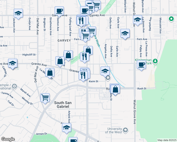 map of restaurants, bars, coffee shops, grocery stores, and more near 2218 San Gabriel Boulevard in Rosemead