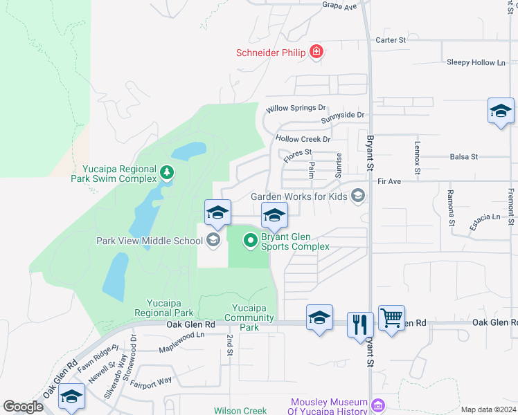 map of restaurants, bars, coffee shops, grocery stores, and more near 33575 #2 Yucaipa Boulevard in Yucaipa