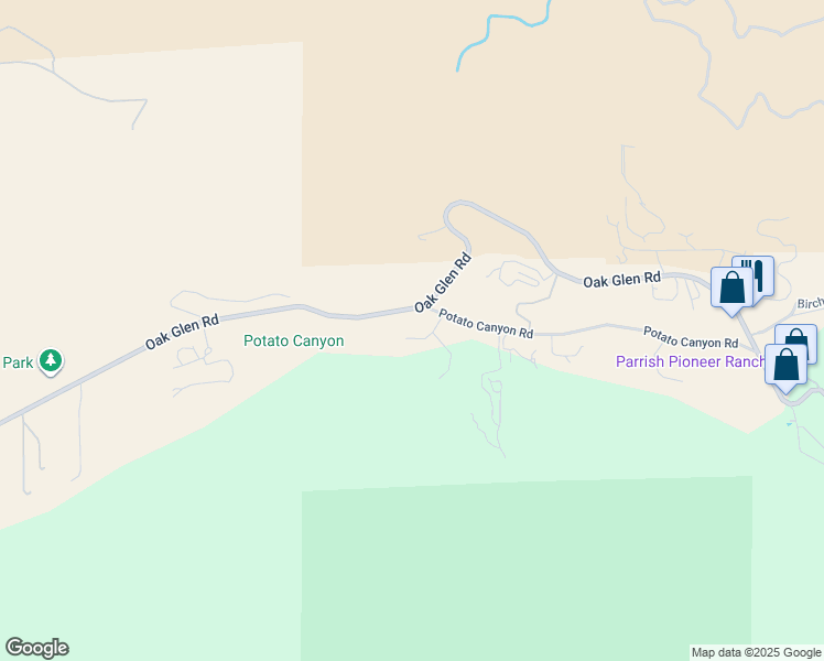 map of restaurants, bars, coffee shops, grocery stores, and more near 37890 Sunset Court in Oak Glen