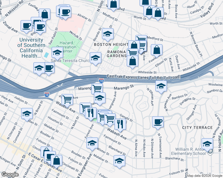 map of restaurants, bars, coffee shops, grocery stores, and more near 2774 Marengo Street in Los Angeles