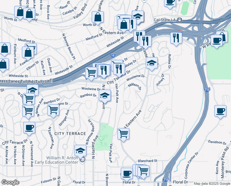 map of restaurants, bars, coffee shops, grocery stores, and more near 1314 1/2 Miller Avenue in Los Angeles