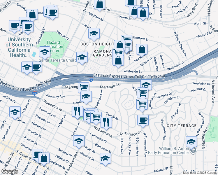 map of restaurants, bars, coffee shops, grocery stores, and more near 2980 Marengo Street in Los Angeles