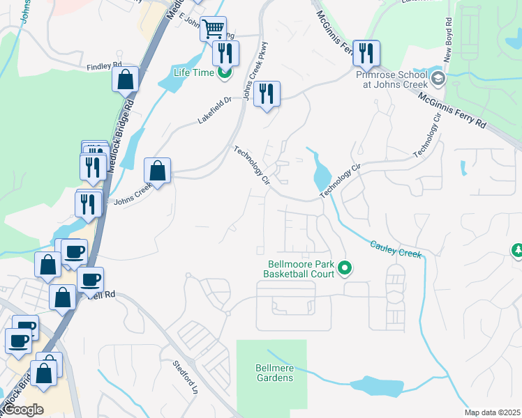 map of restaurants, bars, coffee shops, grocery stores, and more near 11270 Easthaven Place in Duluth
