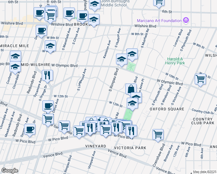 map of restaurants, bars, coffee shops, grocery stores, and more near 4754 Edgewood Place in Los Angeles