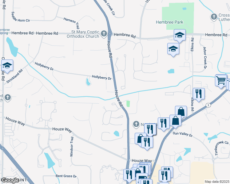 map of restaurants, bars, coffee shops, grocery stores, and more near 1620 Hawkins Cove Trail in Roswell