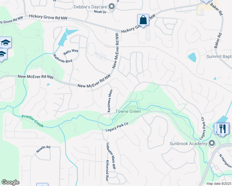 map of restaurants, bars, coffee shops, grocery stores, and more near 4174 Berkeley Landing Northwest in Kennesaw