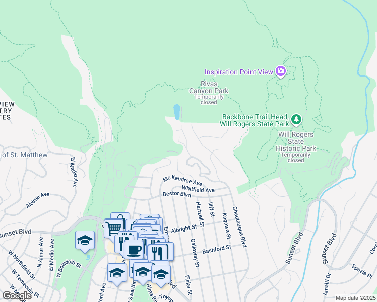 map of restaurants, bars, coffee shops, grocery stores, and more near 1414 Chautauqua Boulevard in Los Angeles