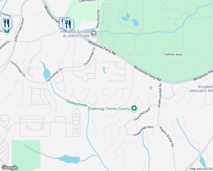 map of restaurants, bars, coffee shops, grocery stores, and more near 200 Croftwood Court in Duluth