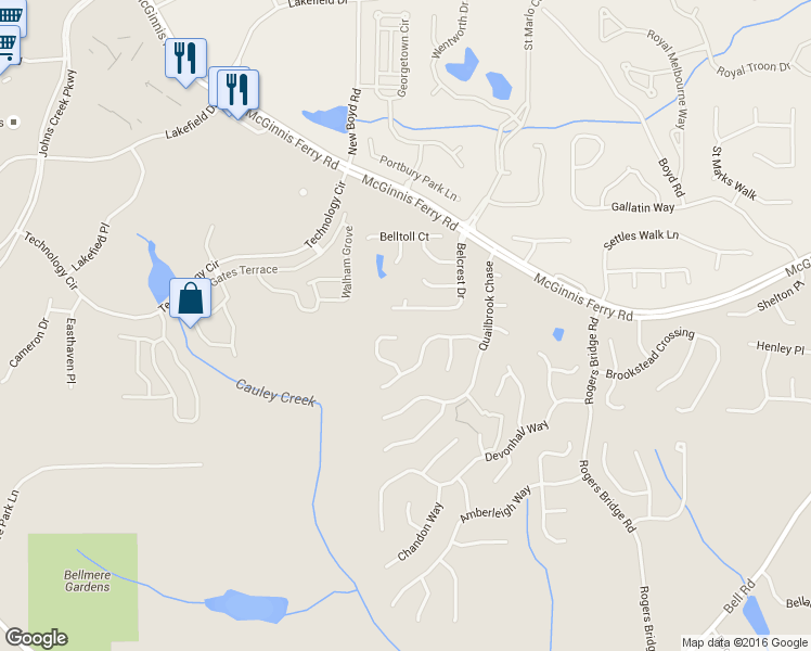 map of restaurants, bars, coffee shops, grocery stores, and more near 200 Croftwood Ct in Duluth