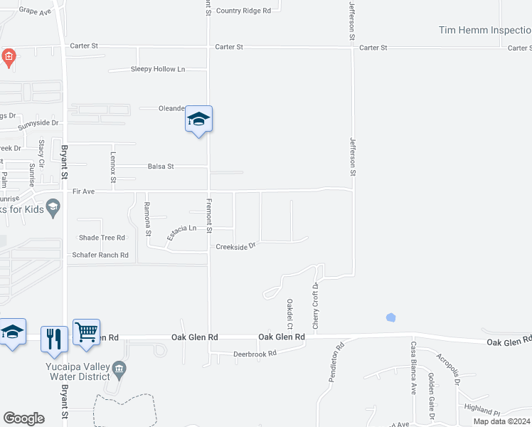 map of restaurants, bars, coffee shops, grocery stores, and more near 10947 Deer Valley Road in Yucaipa