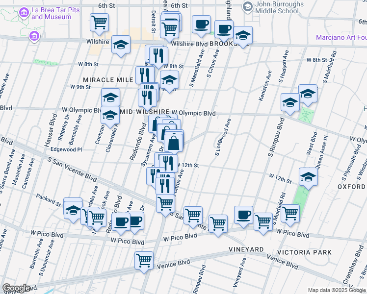 map of restaurants, bars, coffee shops, grocery stores, and more near 5112 Edgewood Place in Los Angeles