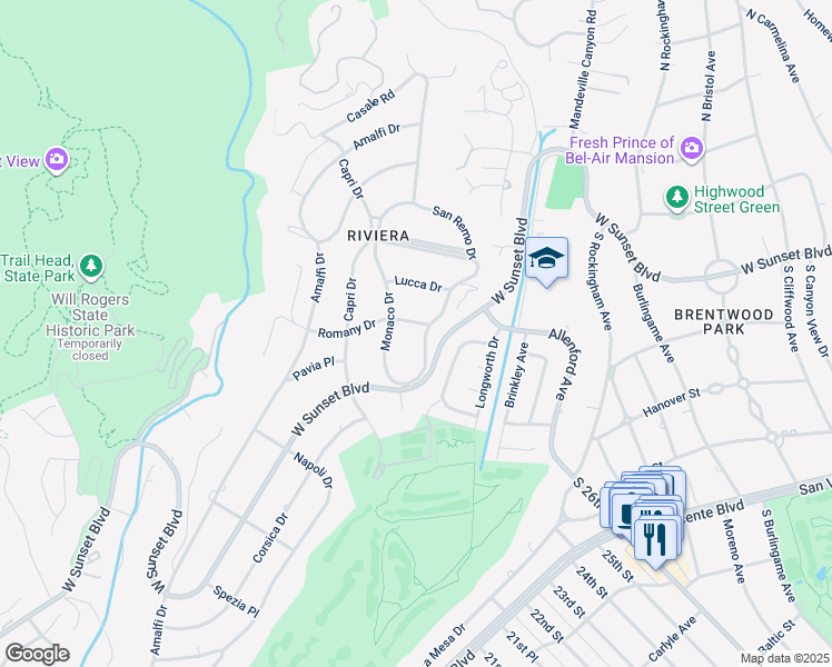 map of restaurants, bars, coffee shops, grocery stores, and more near 1341 North San Remo Drive in Los Angeles