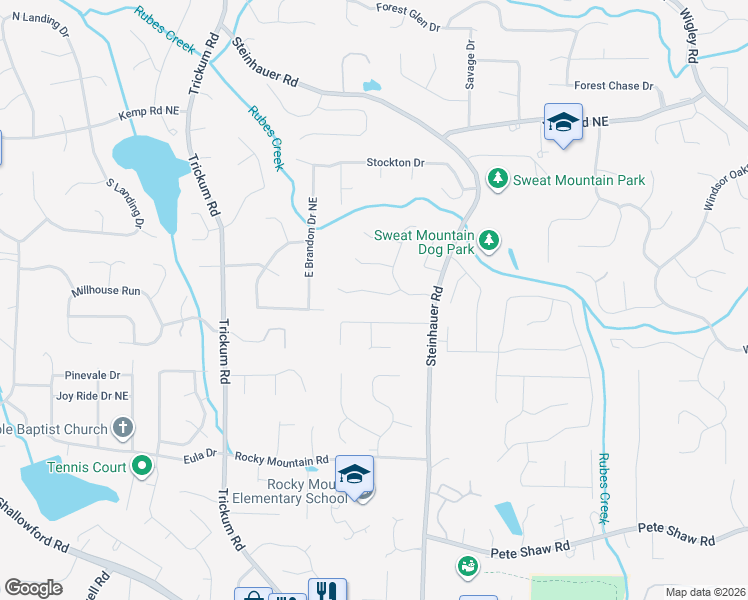map of restaurants, bars, coffee shops, grocery stores, and more near 2614 Chadwick Road in Marietta