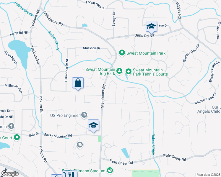 map of restaurants, bars, coffee shops, grocery stores, and more near 4314 Arbor Bridge Court in Marietta
