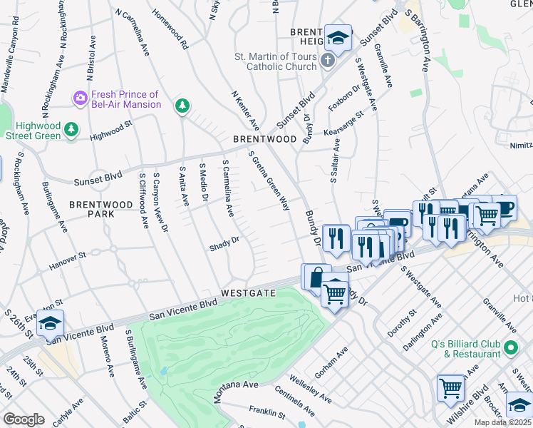 map of restaurants, bars, coffee shops, grocery stores, and more near 12234 Shetland Lane in Los Angeles