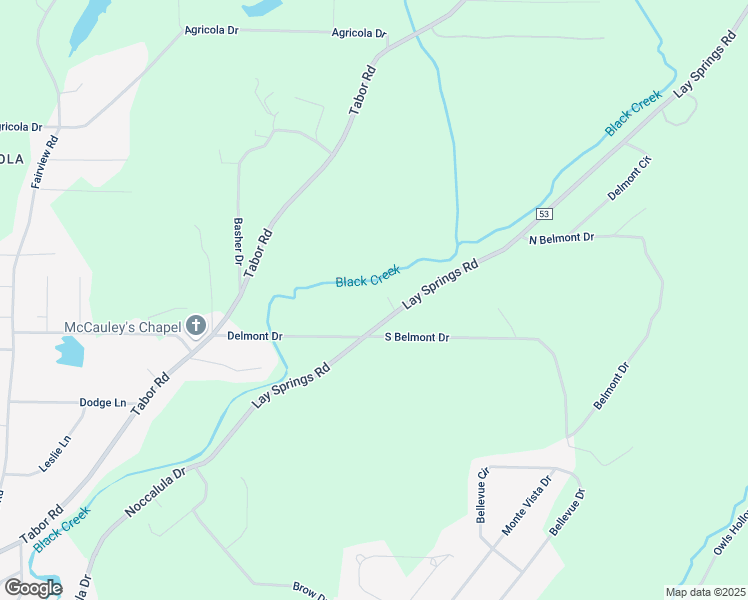 map of restaurants, bars, coffee shops, grocery stores, and more near 1520 Lay Springs Road in Gadsden