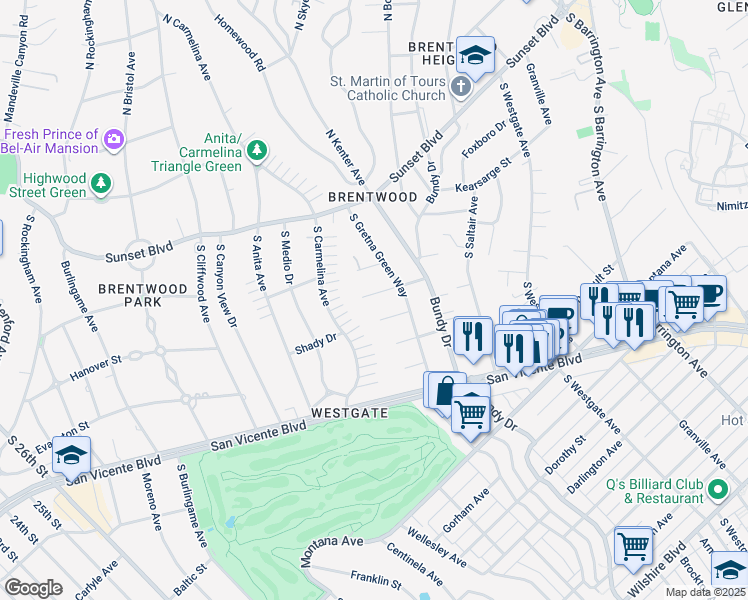 map of restaurants, bars, coffee shops, grocery stores, and more near 12234 Shetland Lane in Los Angeles