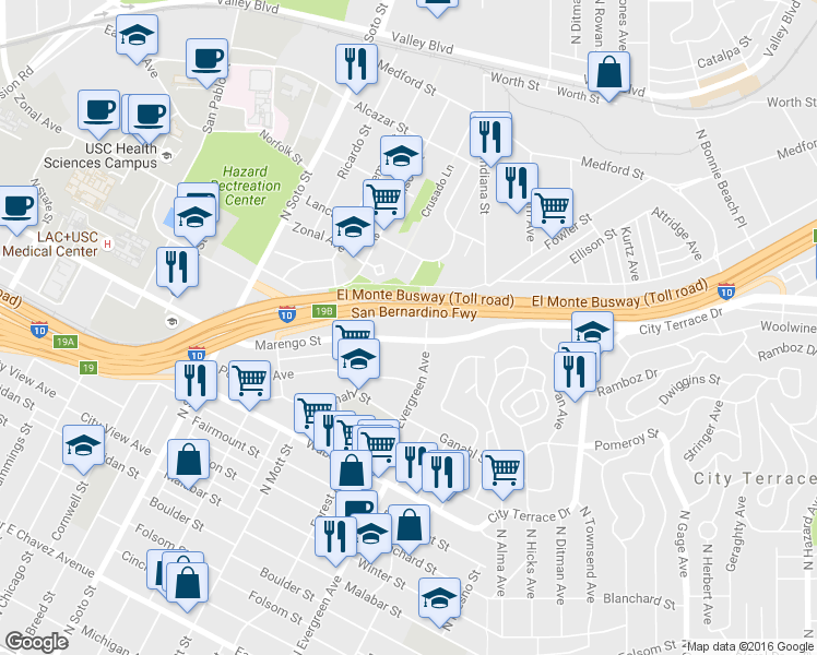map of restaurants, bars, coffee shops, grocery stores, and more near 2774 Marengo Street in Los Angeles