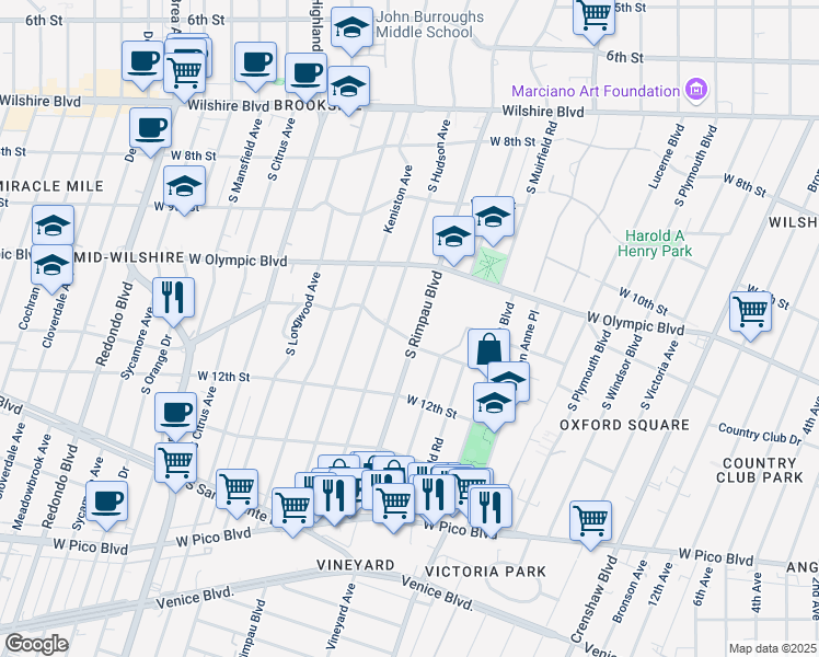 map of restaurants, bars, coffee shops, grocery stores, and more near 4754 Edgewood Place in Los Angeles