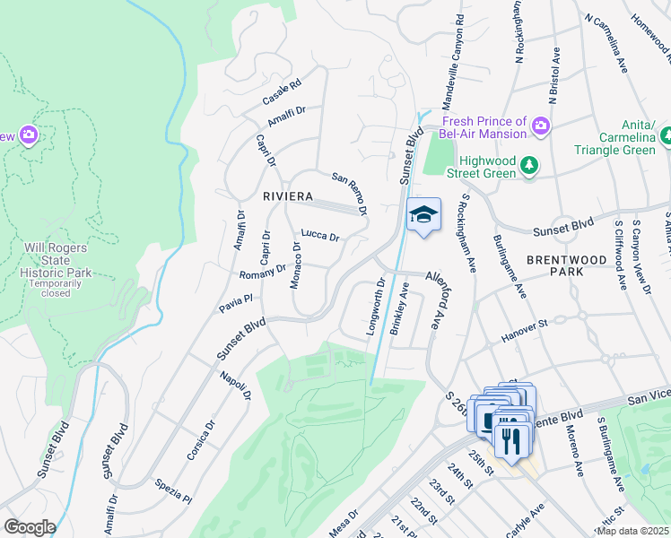 map of restaurants, bars, coffee shops, grocery stores, and more near 1423 Jonesboro Drive in Los Angeles